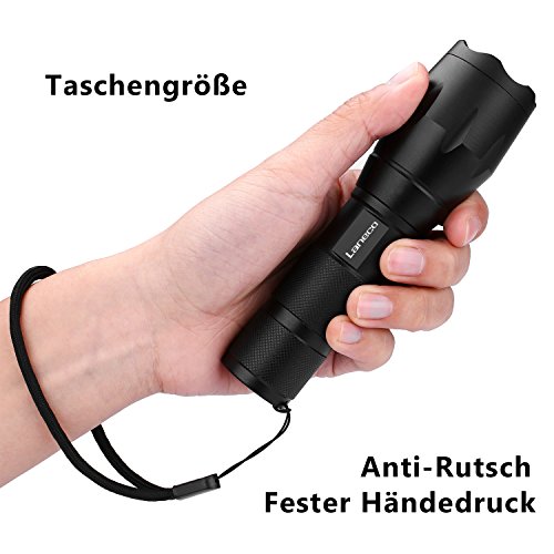 Laneco A100 Taktische Taschenlampe mit Hochleistung – Superhelle LED Handgerät-Taschenlampe – Tragbare Wasserdichte Taschenlampe im Freien mit Einstellbarem Fokus und 5 Leuchtungsmodi für Campen Wandern usw. - 4