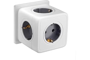 INSEKTEN SCHRÖTER Steckdosenleiste Steckdose Würfel Mit, Power-Würfel mit 5 Steckdosen steckdosenwürfel ohne Kabel, mehrfachsteckdose überspannungsschutz, Weiß