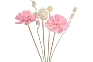 CHZIMADE 6 PCS Reed Diffuser Sticks Set, Rattan Reed Fragrance Diffuser and Flower Replacement Refill Rattan Sticks for Home Office Decor and DIY Home Fragrance Decor