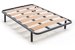 HOGAR24 ES | Somier Lama Ancha de Tubo Acerado 40x30 mm | Lamas de Madera Vaporizada | Incluye Juego de Patas de 32 cm | Medidas: 120x190 cm