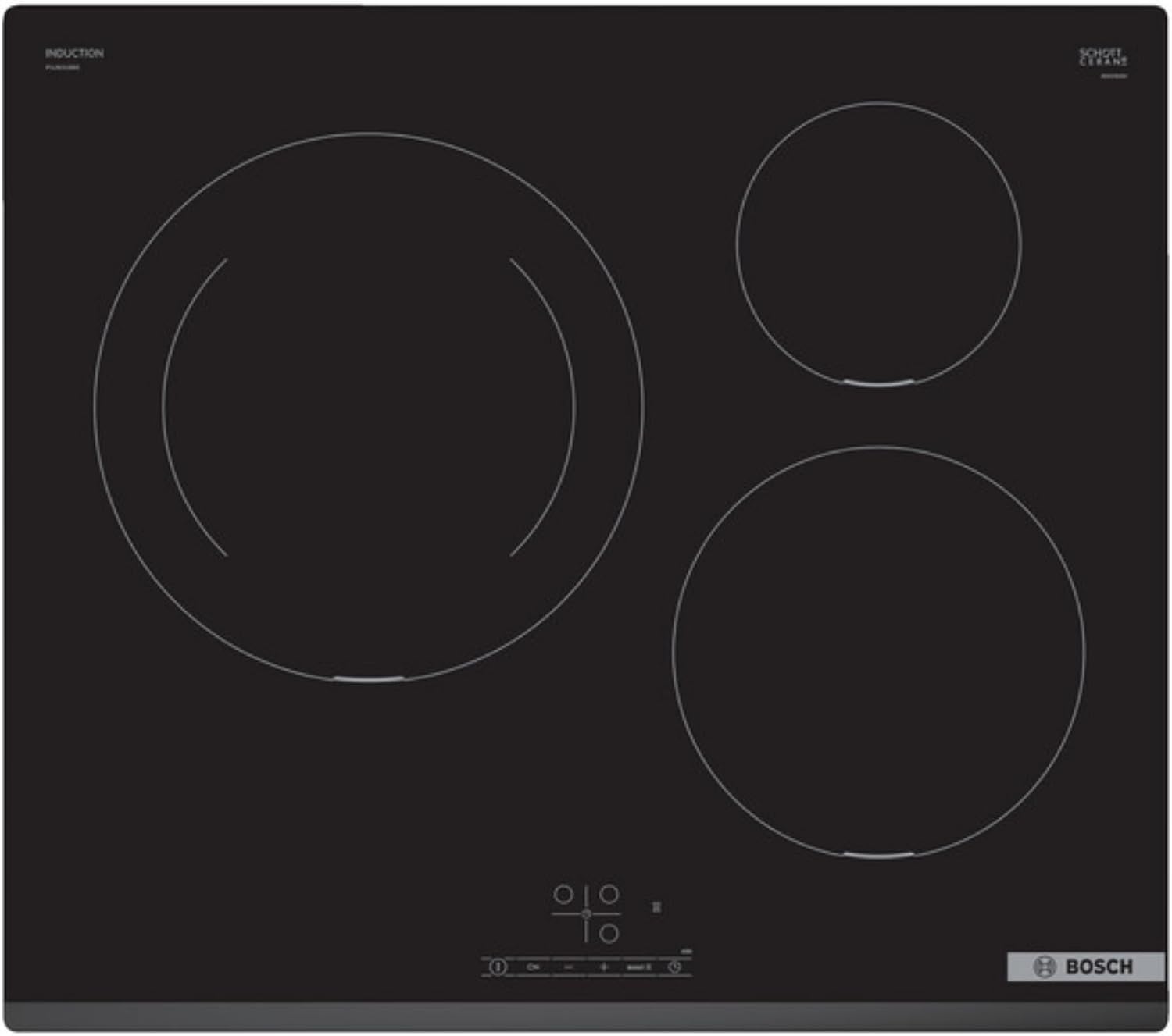Bosch - Placa de inducción, 60 cm, 3 zonas, Zona de 28 cm Función Sprint, Negro, PUJ631BB5E