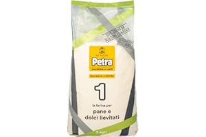 MOLINO QUAGLIA Petra n. 1 - Farina bianca di grano tenero di tipo 1, per pane, dolci, pasta, pizza; macinata a pietra. Pacco da 5kg.