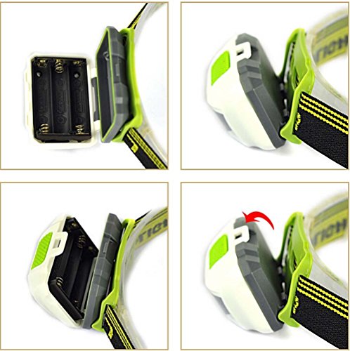 WannaBi Superhelle Mini Stirnlampen R3 + 2 rote LED-Strobe kopf taschenlampe für Camping Jagen Radfahren Angeln lessen Arbeiten,Pack of 2 - 6