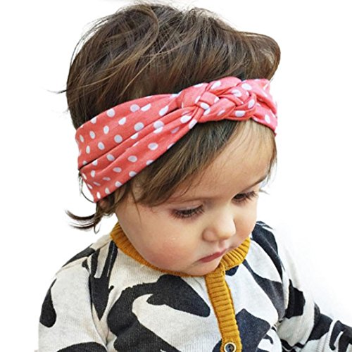 Rosennie New Fashion Dot Cross Children Weave Twist Headband Baby Headwear (Pink)
