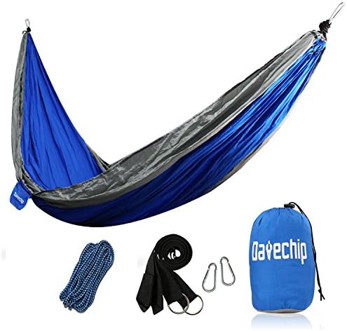 Double Camping Hammock Ultra Lightweight - Datechip Portable Weather Resistant Hammocks with Parachute Nylon Strap and Metal Carabiners for Camping Traveling Backpacking Hiking Outdoor activities(Back to School Sale)