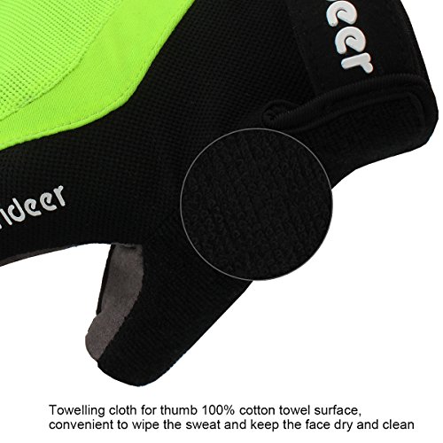 Trideer Halbfinger Fahrradhandschuhe Reithandschuhe Radsporthandschuhe Trainingshandschuhe mit Adjustable Handgelenkstütze für Road Race, Mountainbike, Radsport, Reiten, Wandern, Bergsteigen, Camping und mehr Sports im Freien, Microfiber Material und Breath Lycra Fabric mit Safe Geleinlage, Idea für Damen Herren Frauen Manner(Schwarz und Grün) - 6