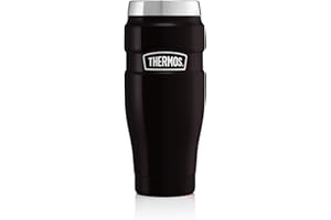 Thermos en INOX 470 ML-King-Gobelet de Voyage, Noir Mat, 0,47 l