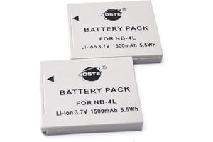 DSTE® 2x NB-4L Li-ion Batería para Canon PowerShot SD40, SD30, SD200, SD300, SD400, SD430, SD450, SD600, SD630, SD750, SD780 IS, SD940 IS, SD960 IS, SD1000, SD1100 IS, SD1100 IS, SD1400 IS, TX1, ELPH 100 HS, 300 HS, 310 HS, 330 HS, VIXIA mini