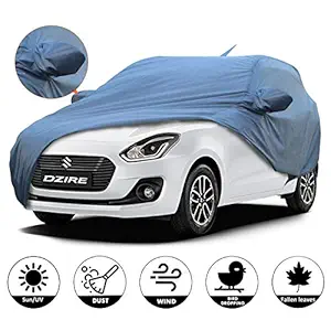 Allextreme D7006 Car Body Cover Compatible with Maruti Suzuki Dzire Custom Fit Dustproof UV Heat Resistant Indoor Outdoor Body Protection (Blue with Mirror)