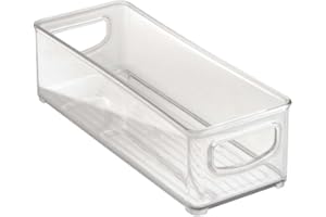 INTERDESIGN iDesign Organizador de nevera, contenedor de almacenamiento apilable con asas, pequeño organizador de cajones transparente sin BPA para cocina, nevera y nevera, práctica organización para la cocina