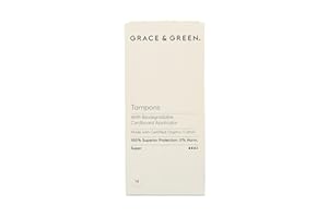 GRACE AND GREEN Grace & Green - Organic Tampons - Biodegradable Applicator - Size: Super - Made with Organic Cotton - Sustainable - 14x Super Tampons