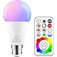 iLC B22 LED Colour Changing Light Bulb with Remote Control RGBW Bayonet - 120 Different Color Choices – RGB Daylight and White Dimmable Coloured – Timing Function