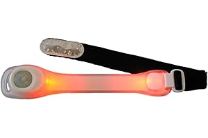 ANGOPE Pulsera luminosa running - brazalete deportivo led reflectante rojo - para mujer y para hombre – pulseras inteligentes color blanco y luz roja de seguridad – 2 posiciones: luz fija y efecto flash – incluye 2 pilas