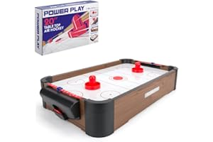 Power Play | Air Hockey Table Game, Wooden Portable Table Toys Game for Kids and Adults, 20inches, Brown