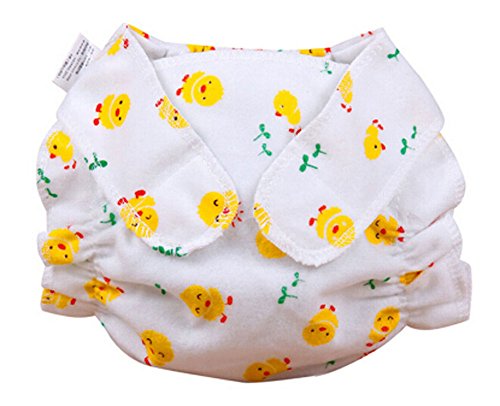 Set of 2 Cotton Diaper Pants Diapers Leak Proof Breathable Waterproof Yellow A