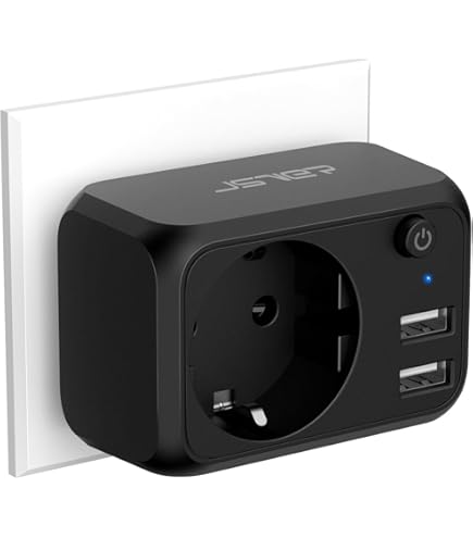 TESSAN USB Stopcontact, Stekkerdoos met 1 Stopcontacten en 2 USB