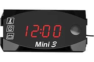 HTYG Orologio termometro Digitale voltmetro per Moto 3 in 1-Accessori Moto IP67 Orologio Antipolvere Impermeabile a LED-LED Elettronico Universale Display Digitale Grande Schermo (Rosso)