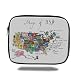 Produktbild Tablet Bag for Ipad air 2/3/4/mini 9.7 inchUSA Map,American Plan with Symbolic Cultural Elements of The States Folk Local Icons Print,Multicolor,3D Print