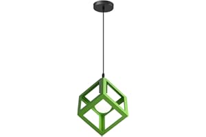 iDEGU Suspension Luminaire Moderne Lustre Forme Cube Lampe de Plafon de Style Géométrique en Métal E27 Plafonnier pour Chambre Salon Restaurant - 16CM, Vert