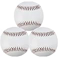 ZYYRSS Practice Baseballs, Blank Baseball, Standard 9” Adult Youth Leather Covered Soft Balls for Team Game Competition Pitching Catching Training, 3 Pack