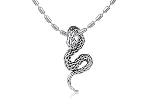 DonDon - Collana in acciaio inossidabile, da uomo, lunghezza 55 cm, con ciondolo a forma di serpente in acciaio inossidabile con zirconi bianchi, in sacchetto di velluto
