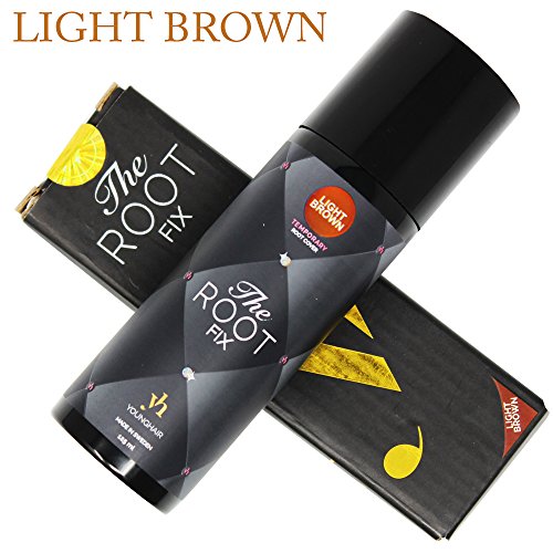 YoungHair The Root Fix Temporary Light Brown Spray Magic ReTouch Up Concealer Cover to Hide Grey Hair Roots 125 ml