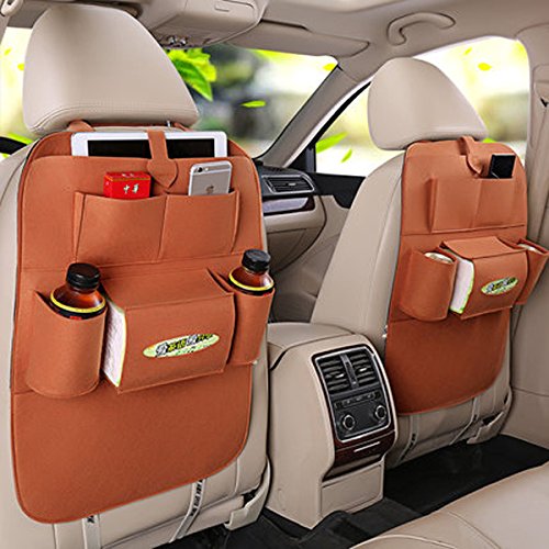 UniTendo Thick Felt Seat Back Car Organizer Luxurious Multifunction Design (Single) *Contains Only One* (Brown-12185186)