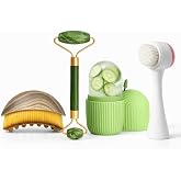 Busstier Cool Clean 4'l&uuml; Bakım Seti, Silikon Buz Y&uuml;z Rulosu, &Ccedil;ift Taraflı Y&uuml;z Temizleme Fır&ccedil;ası, Jade Roller ve Y&uuml;z Boyun Mas