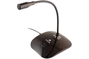 NGS MS115 - Microfono da Tavolo con Angolazione Regolabile e Tasto Mute per Laptop/PC, Connessione Jack 3.5mm