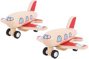 Bigjigs Toys Wooden Pull Back Toy Aeroplanes (2 pk) - Aeroplane Toys for 2 Year Olds +, Ideal Affordable Stocking Fillers & Pocket Money Toys