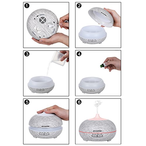 Songmics Aroma Diffuser Luftbefeuchter Aromatherapie Duftlampe Ultraschall 300 ml mit LED 7 Farben Abschaltautomatik Farbewechsel leiser Betrieb für Yoga Spa Salon Schlafzimmer Wohnzimmer Babies Kinderzimmer Büro etc. FAD03X - 7