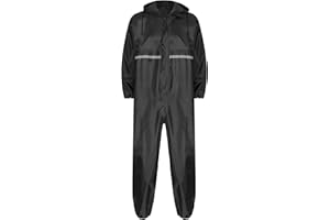 Jugaoge Unisex Motorrad Regenanzug für Damen und Herren Outdoor Einteiler Wasserdichter Overall Jumpsuit mit reflektierenden Streifen Arbeitsoveralls