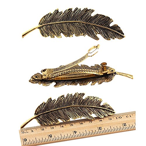 CINEEN 3 Farben Metall Feder Blatt Haarklammern Vintage Blatt förmigen Haarspangen Haarschmuck Kopfschmuck Haar Zubehör - 6