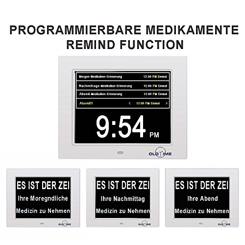 SINOIDEAS® Digitaler Kalender Tag Uhr Mit Nicht Abbreviated Tag &Wecker Monat & Digital Kalender Wecker – Woche Zeit Alzheimeruhr ,Seniorenuhr Sehr Gut Geeignet für ältere (Weiß). - 4