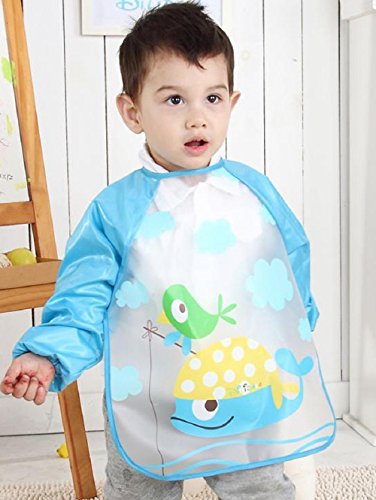 URAQT Unisex Baby Wasserdicht Lätzchen mit Ärmeln Essen und Play Smock Kleinkinder, Schürze PEVA mit Tier - 5