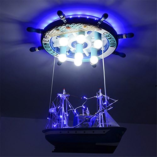 Creative pirate ship led pendant lights individuality children bedroom bedroom boy girl cartoon lighting pendant lamps for Christmas Thanksgiving Home Decorative Lights Gift S-46*43*80cm