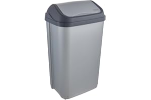 keeeper Cubo de Basura con Tapa Basculante, 50 l, Swantje, Plateado