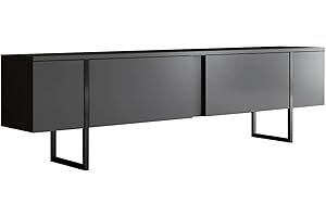 Dmora Mobile Porta TV Centaurus, Credenza da Soggiorno, Armadio Basso per TV, Base Parete attrezzata, 180x30h50 cm, Antracite e Nero