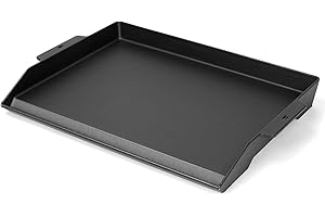GFTIME Żeliwna płyta grillowa Plancha, 58,6 x 40,5 cm, uniwersalna, duża, do grilla gazowego, kuchenek gazowych, z powłoką zapobiegającą przywieraniu, czarna