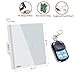 Produktbild Smart Wandleuchte WiFi Schalter, EU/UK Touch Display RF Home Dimmer Schalter, kabelloser Fernbedienung Touch-Lichtschalter, Weiß Gehärtetes Glas Panel, RF 433,92 MHz 3 Gang Fernbedienung Controller, nur leben & neutral Verkabelung, mit LED-Anzeige