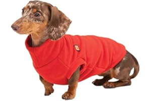 Ginger Ted Warm Fleece Dachshund Jumper size 14"/36cm Red SLIM Fit - for short leg breeds, windproof polarfleece, washable, breathable, jumper sweater style