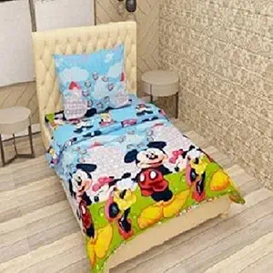 Cotton Villas 3D Printed Microfiber for Single Bedsheet for Single Bed 027 with 1 Pillow Cover Microfiber and Cotton Mix Color White (88 X 60 inch )