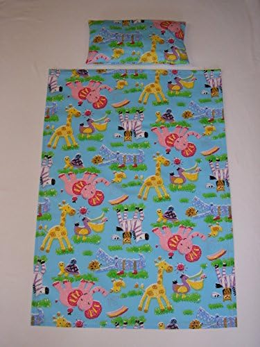 Hand Made by Aunty Mabel Dolls Cot Bedding Set (blue animal)