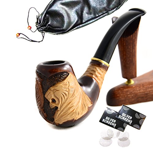 Handgemacht rauchpfeife aus birnbaum Tabak Pfeife Pipe Tabakpfeife "Löwe IV" + Beutel