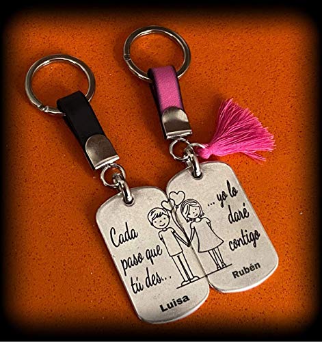 Llaveros dobles para parejas. (Cada paso que tu des - yo lo daré contigo) Regalo dia de los enamorados - San Valentín