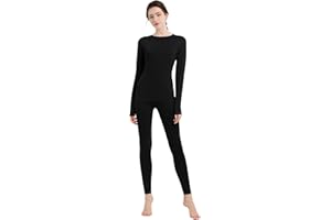 HiZiTi Camiseta Termica Mujer Invierno Conjunto Interior Termico Manga Larga Ropa para el Frio Extremo Camisetas Mallas Pantalones Leggings Térmicos Ropa Nieve Negro Blanco