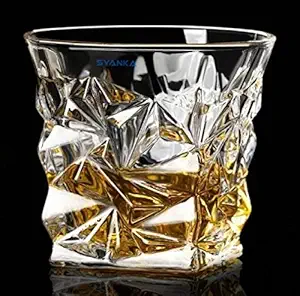 Syanka Crystal Diamond Whiskey Glasses Set of 6, Clear, 310 ml, Whisky Glass