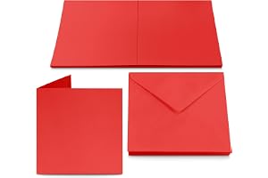 Netuno 25 vikta kort tomma med kuvert dubbla kort röd + 25 fyrkantiga kuvert 14 x 14 cm regnbågskort-set med kuvert vikta + k