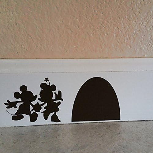 Mickey and Minnie's Mouse House Mouse Hole Mice Skirting Board Wall Art Vinyl Sticker Decal (6.5"X 2.5",Black) #1 Pro Cut Graphics