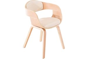 Chaise Retro Kingston en Similicuir I Chaise De Salle A Manger avec Accoudoirs I Siège Et Dossier Rembourrés I Piétement en Bois, Couleur:Nature/crème